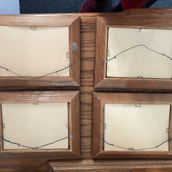 4 Vintage lithography prints lake boats ships vintage wood frame wall decors - Picture 8 of 8